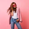 Lovable Ginger Girl Elegant Pink Jacket